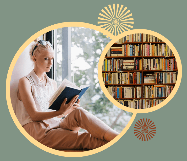 young woman reading book